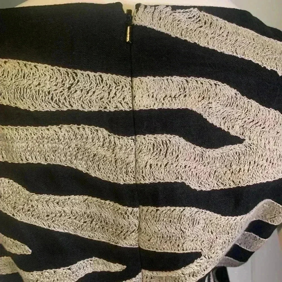 Michael Kors sleeveless 100% linen print zebra dress size 8 Black Beige. #301 - Picture 10 of 12